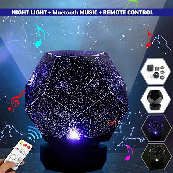 Galaxy Star LED Yövalo Projektor Bluetooth Musiikkisoitin Rota