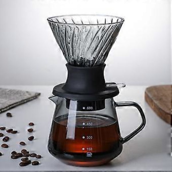 Kaffekanne i glass Kaffefilterkopp Bløtleggingsfilterkopp Filterpapir Kaffekanne Håndbrygget kaffeapparat Filter Smart kopp