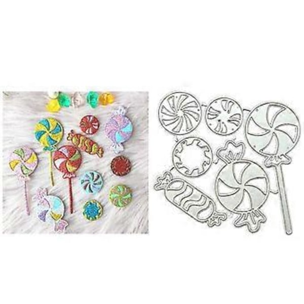 Lollipop Candy Metallileikkurit Scrapbooking Stencil Leikkurit Kortti Kohokuviointi DIY Valokuva-albumi Malli Muotti