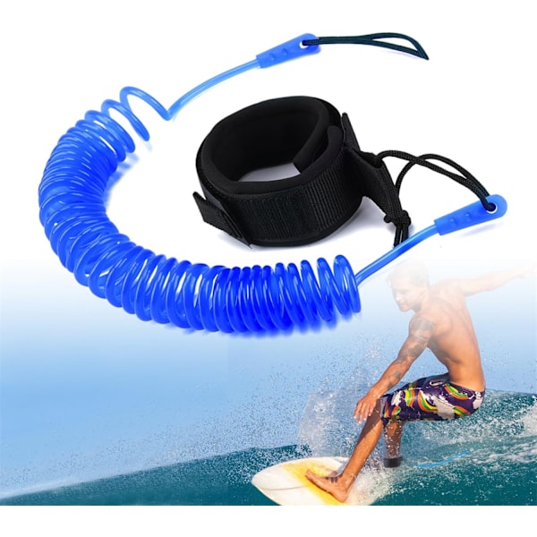 10 fot Paddle Leash, Blå Infällbar Surfbrädes Leash för Ståpaddling