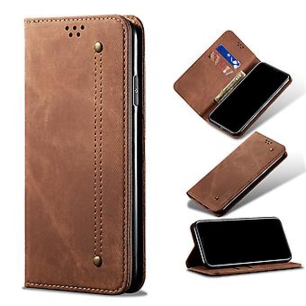 Denimtekstur PU-telefoncover til Samsung Galaxy A13 5G/4G/A04/A04S Brown