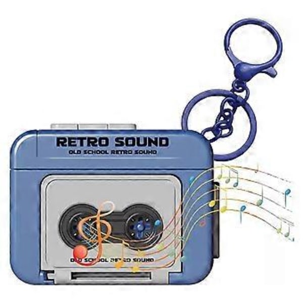 Mini Retro Kassettspiller Klassisk Morsom Rød og Blå Par Gave Nøkkelring Anheng blue