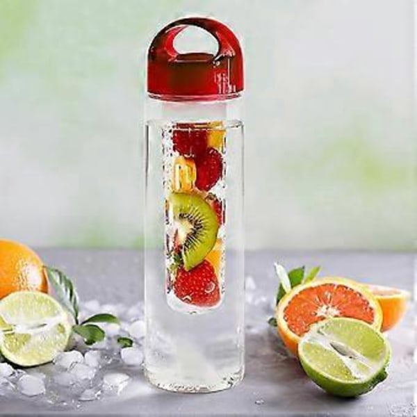 800 ml Plast Fruktinfusionsflaska Juice Infuser Infuserande Vattenflaskor Utomhussporter (Röd)
