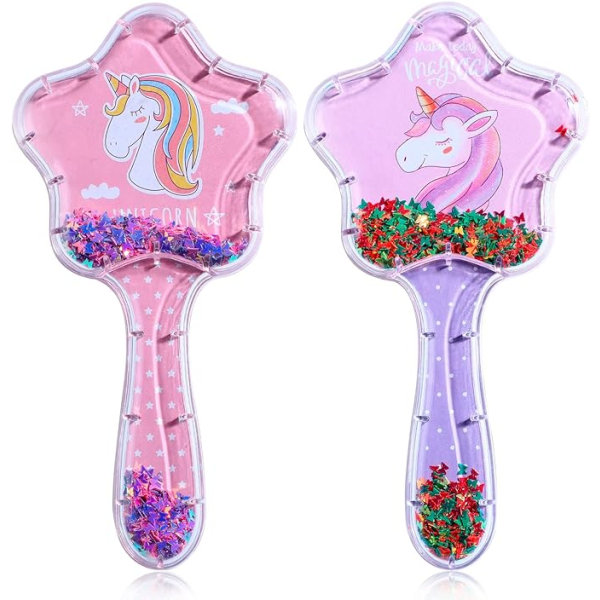 2 pakke hårbørstesett for jenter (rosa, lilla), hårbørste for barn
