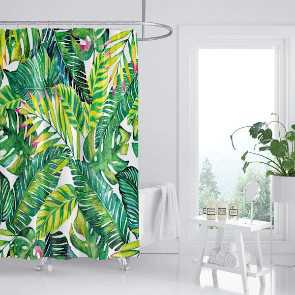 Kaktus Blad Mönster Hållbar Polyester Duschdraperi med 12