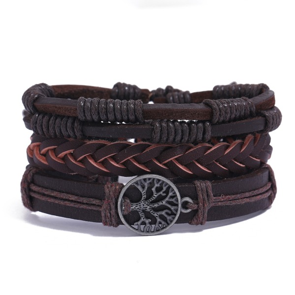 Äkta läder Livets träd Armband Män Kvinnor, Tigeröga Natu