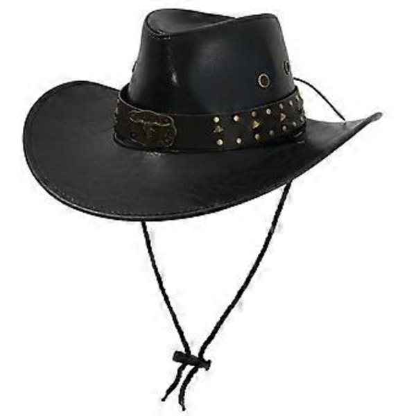 Cowboy Hat Dame Solbeskyttelseshat til Sceneoptræden Kostume Rekvisitter Shopping (Sort)