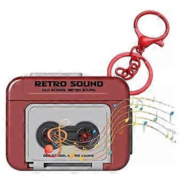 Mini Retro Kassettspiller Klassisk Morsom Rød og Blå Par Gave Nøkkelring Anheng red