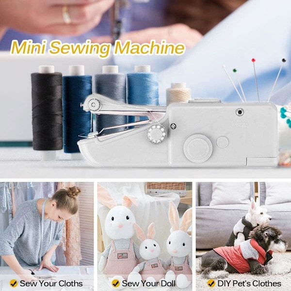 Handsyddmaskin, Mini Bärbar Elektrisk Symaskin för Vuxna, Lätt att Använda och Snabb Söm, Lämplig för Kläder, Tyger, DIY Hemresor