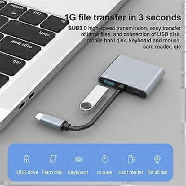 RYRA 4K Type C til HDMI-kompatibel USB 3.0 VGA PD 100W Opladningsadapter Dock Hub Til