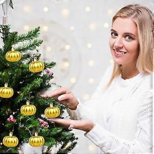 Halloween-kummitusjuhlan kurpitsariipus joulupallokoriste palloriipus painettu mattavärinen pallo 12 kpl Gold