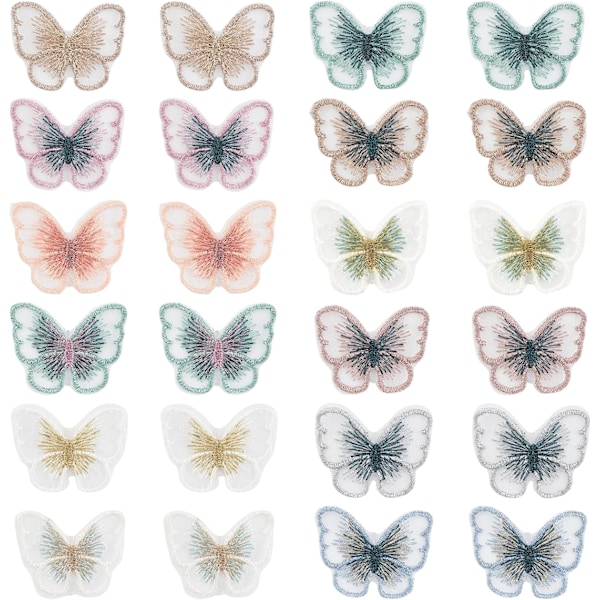 72 stk Butterfly Lace-lapper, 12 farger Broderte lapper Organ