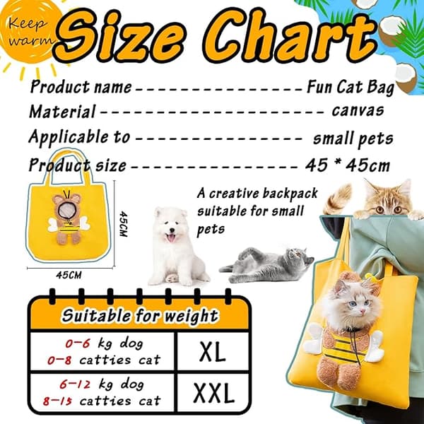 Sling Bag for Hunder og Katter, Sling Carrier Bag for Katter, Safe Carr