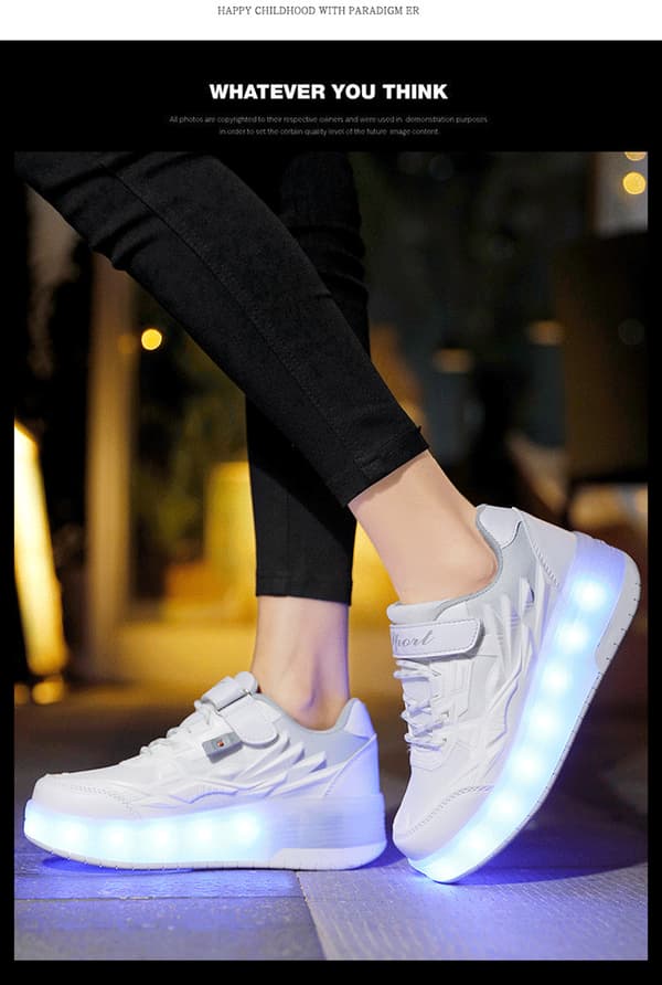 Barnesko Dobbelthjul Sko Led Lys Sko Q7-yky.39.Hvit White 39
