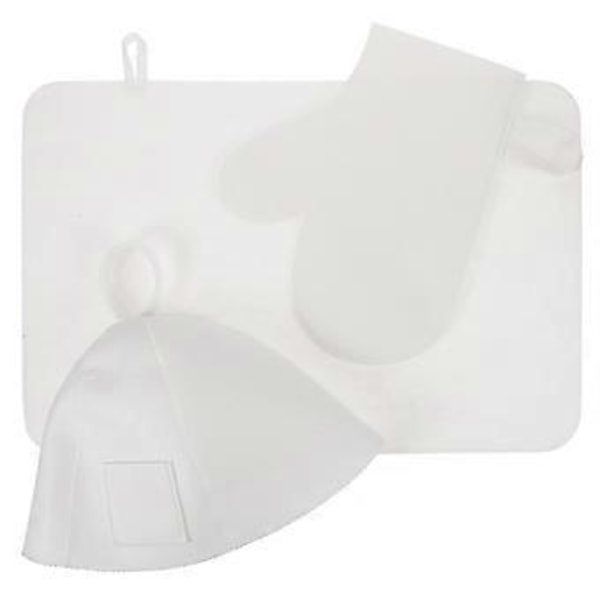 1 Set Filt Bastuhatt Handske Och Kudde Set Andningsbar Bastuhatt Badrum Bastutillbehör White