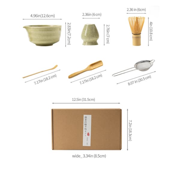 4-delt matcha-tesæt, japansk-stil te-piskeris matcha-skål, gradient grøn Gradient green 4-piece set
