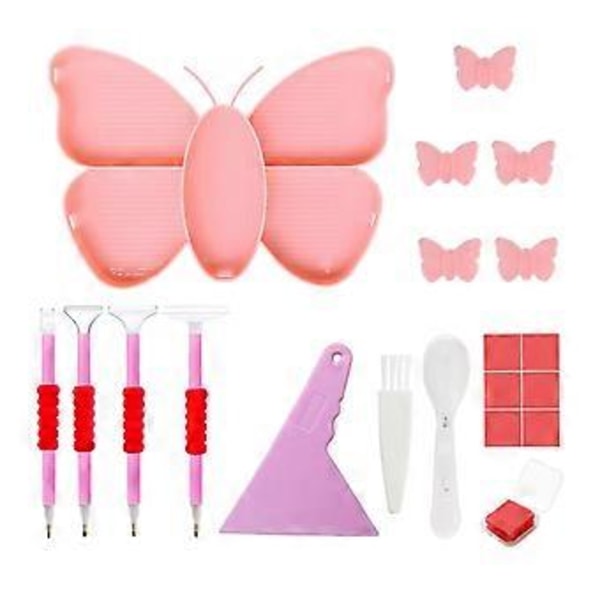 5D DIY Diamantmaleri Brett, Drillbrett Verktøysett Trakt Rad Drillbrett Beholder Multi Funksjonell Flip Drill Plate Rhinestone Sorteringsbrett (Rosa) Pink