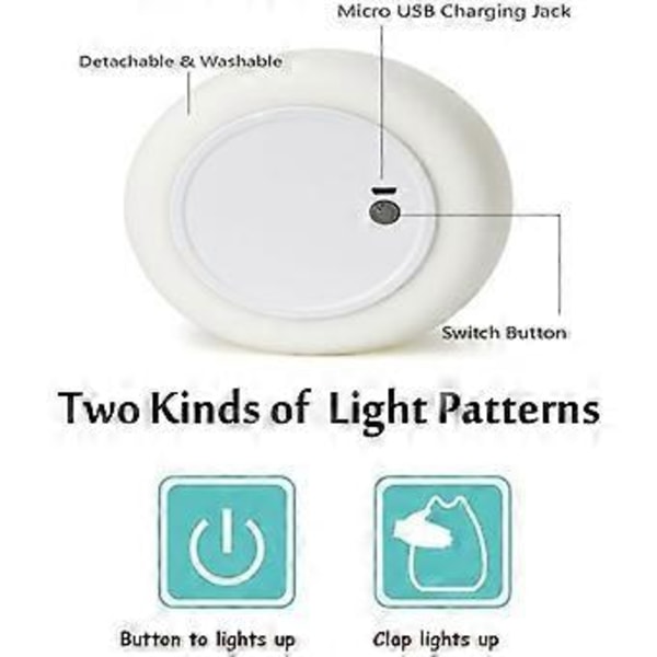 Bärbar Söt Kitty Silikon LED Nattlampa, USB Uppladdningsbar Barn Nattlampa med Varmvitt & 7-Färgs Andningslägen, Touch Sensor Kontroll, Chr