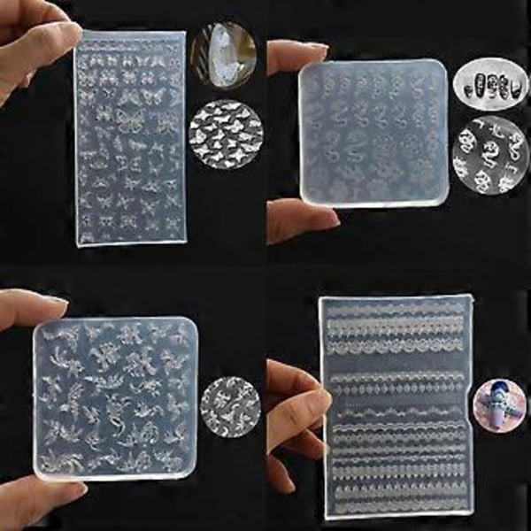 Praktisk Tynd Silikone Neglekunst Form Transparent Stemplingsplade Negle Stencils DIY Manicure Form Værktøj til Manicure 1