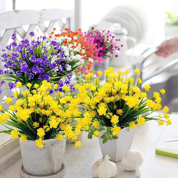 Orange 8 st konstgjorda blommor utomhus buske blommor Anti - UV växter