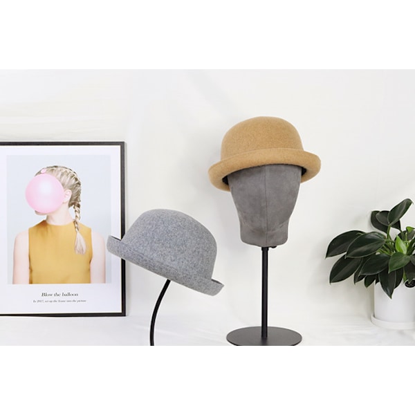 Damen M?dchen Roll-up Krempe Wolle Dome Hat Bowler (sort)
