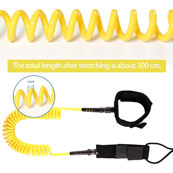 3 meter Surf Leash, 7mm Sup Ankel Gul Leash, Fodline til Paddle