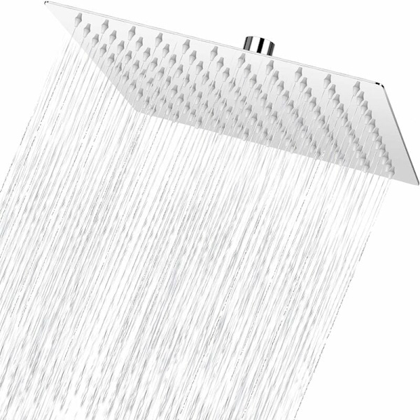 Dusjhode, ultratynn hånddusj, 304 rustfritt stål firkantet dusjhode med silikonstråler, baderomstilbehør, høyt trykk og vannsparing (25CM)