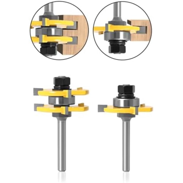 2 stk. 6MM skaft Matched Tongue and Groove Cutter Set 3 Flute T Sha
