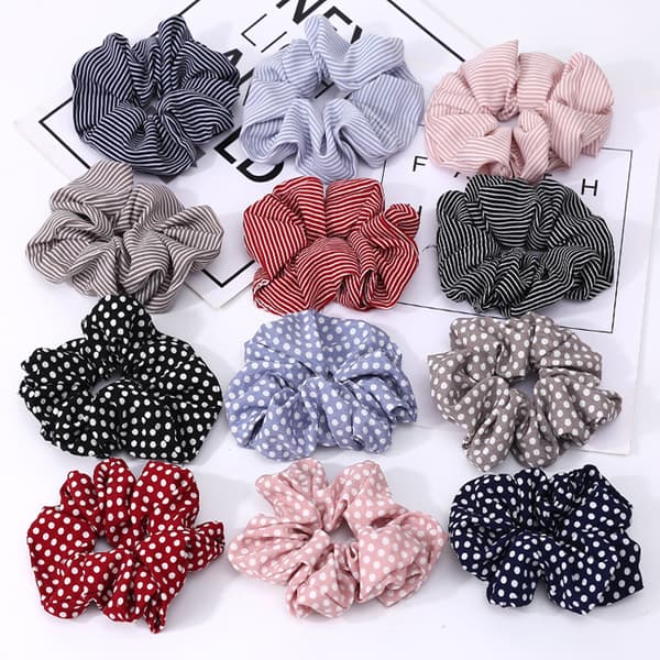 Hårband Hästsvans Hårband Elastiskt Hårrep - Polka Dot Grå