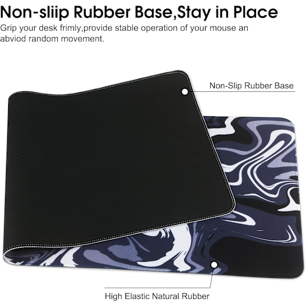 Gaming mussemåtte med blød og glat overflade og skridsikker gummibase blødt stof 600x300x3 mm sort