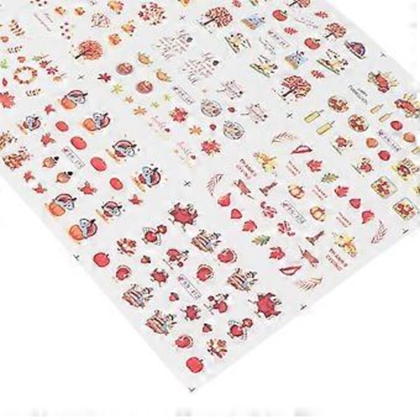 Nagelstickers Söta Höstblommor Träd Pumpamönster Säkra Nagellacksremsor för Nagelkonst DIY Hantverk