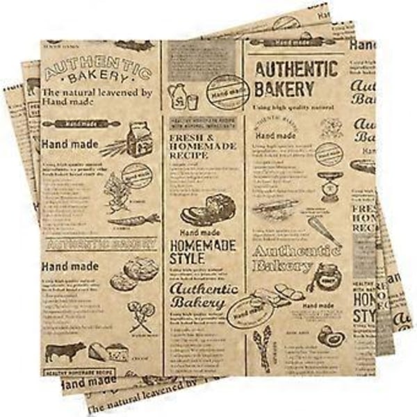 50 Ark Brickpappersfoder Fettresistent Matpapper Delipapper Ark Bröd Sandwich Omslagspapper