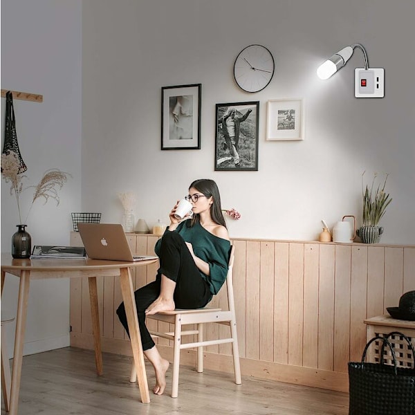 2 STÜCKE E27 LED-lamphållare med strömbrytare, lamphållare adapter