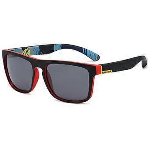 Klassiske firkantede solbriller til mænd UV400 polariserede solbriller retro briller Black Red Frame Grey Lenses