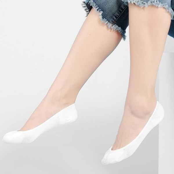 6 par no show-sokker til kvinder (hvide) ultralavt brystfor