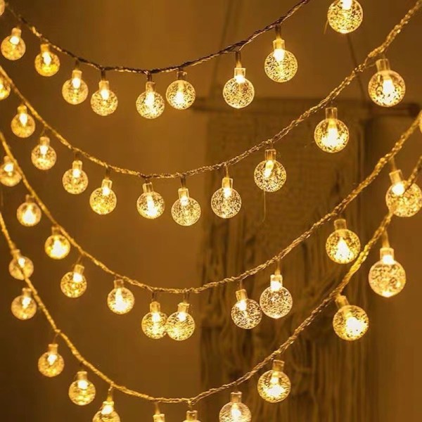 Kugleformede Fe-lys, 10M 80 LED USB-lyskæde, til soveværelse