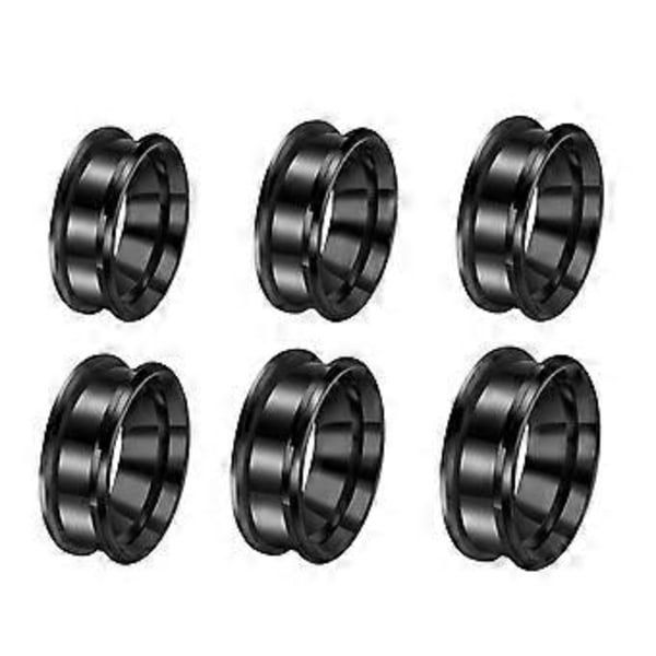 Sæt med 6 Rillede Fingerringe Moderne Tomme Ringe DIY Ringe Materiale Rustfrit Stål Materiale Egnet til DIY Ringe Black