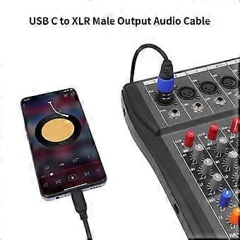 USB Type C uros - 3Pin XLR uros Mikrofonikaapeli, Balansoitu Stereoäänikaapeli Tallennuslaitteille 1m