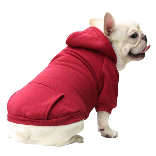 Red, size M Winter Dog Hoodie Pocket Sweater Dog Warm Dog Clothes