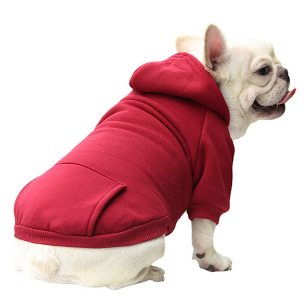 Rød, størrelse M Vinter Hund Hoodie Lommegenser Hund Varme Hundeklær
