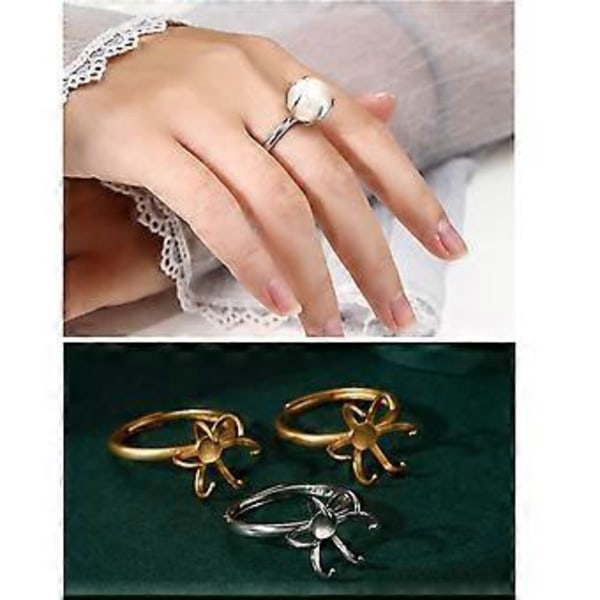 Kloringe Blank Justerbare Messingringe Baser Fingerringe Base til DIY Smykkefremstilling Indlagt Krystal Turkis Ædelsten Guld Gold G
