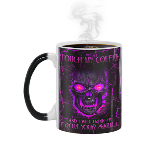 Keramisk kraniemugge til Halloween-gave, horror-kranietryk, sjov kaffe-te kop 300 ml Orange