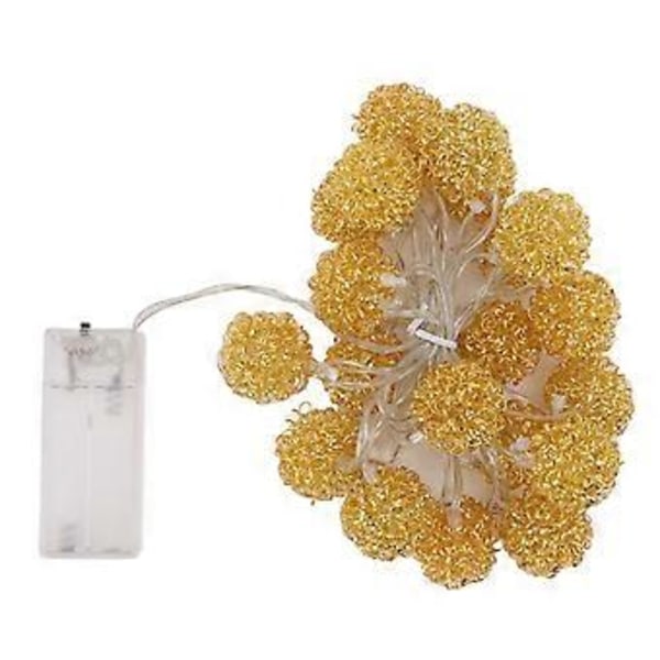 LED Ljusslinga Innovativ Järntråd Rund Boll Ljusslingor Batteridriven Julfest Nattlampor Guld 3 Meter 20LED