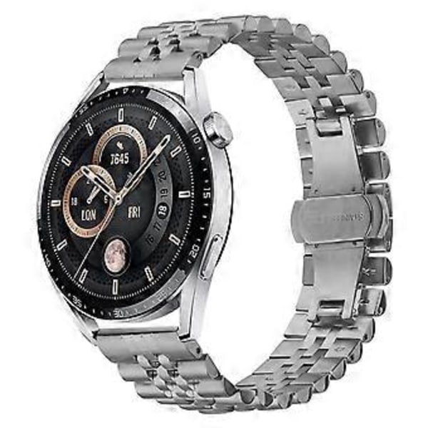 Til Samsung Galaxy Watch 46mm Armbånd 5-Perle Rustfrit Stål Sommerfuglelås Urrem Titanium