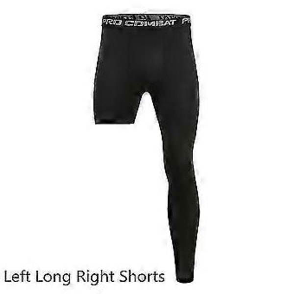 Herre Base Layer Træningsbukser Kompression Løbetights Sport Cropped Et Ben (XXL Sort Venstre)