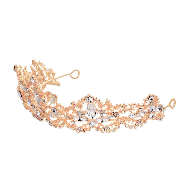Prinsesse Krystall Dronning Krone (Gull), Rhinestone Prinsesse Hår Eller