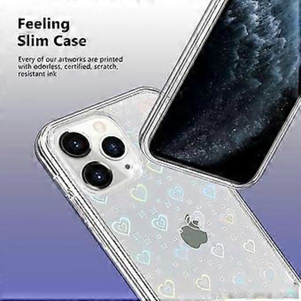Yhteensopiva iPhone 11 Pro Max -kotelon kanssa Laser Bling Glitter Sateenkaari Rakkaus Sydän Kotelo, Söpö Kuvio Suunniteltu iPhone 11 Pro Max -kotelolle Tytöt Naiset