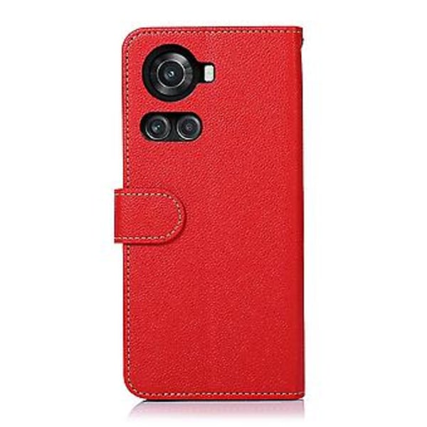 Litchi Textur RFID PU-fodral för OnePlus Ace / 10R Red