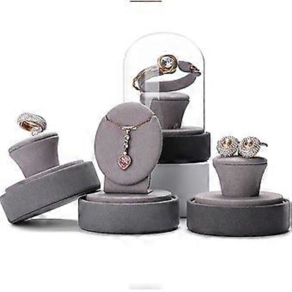 Multifunktionel smykkevitrine med klart glaslåg, stilfulde ringe/halskæder/armbånd/øreringe display rekvisitter rød Red B