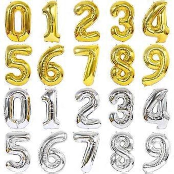 1 kpl 40 tuuman ruusukultainen hopeinen alumiinifolio numeropallo 0-9 syntymäpäiväkoriste